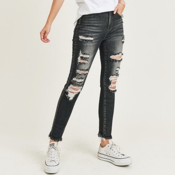 risen Denim - Risen High Rise Destroyed Skinny Jeans